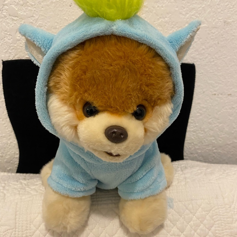 GUND Worlds Cutest Dog “BOO” Blue Unicorn Hoodie 9” Pomeranian Plush EUC